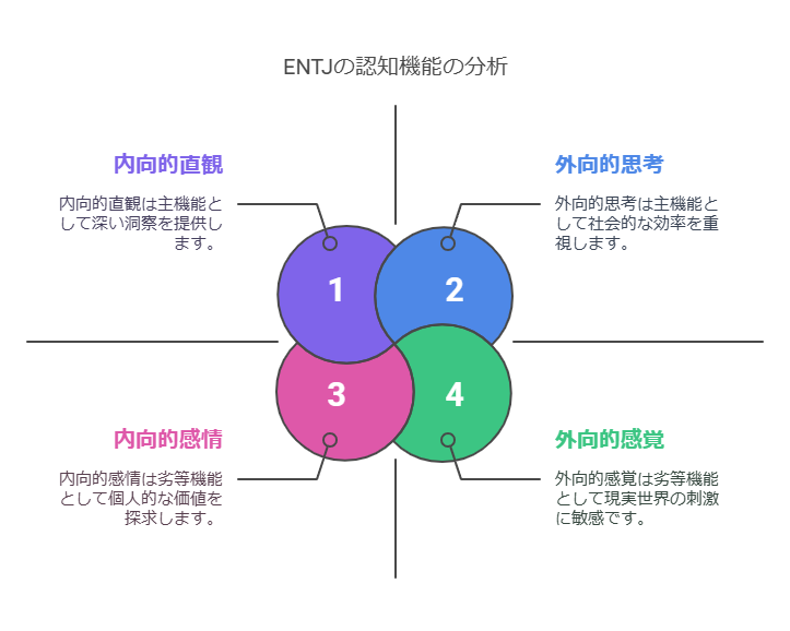 ENTJ型の認知機能スタックを表した図